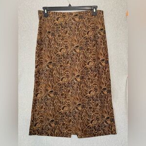 Briggs Vintage Skirt Womens 14 Petite Brown Paisley 90s Midi Straight